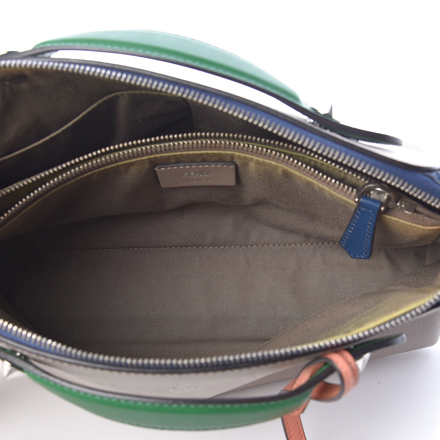 Fendi Vitello Dolce 4 Color Medium By The Way Boston Bag Grigio Polvere Emerald Multicolor 5 of 10