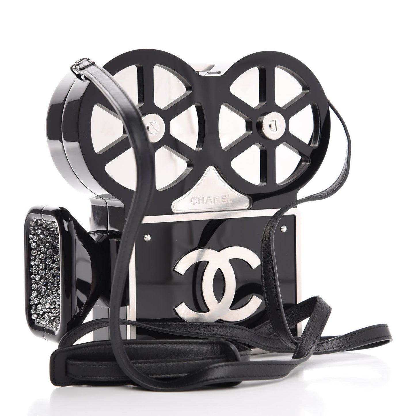 Plexiglass Crystal Buonasera Film Projector Minaudiere Clutch Black