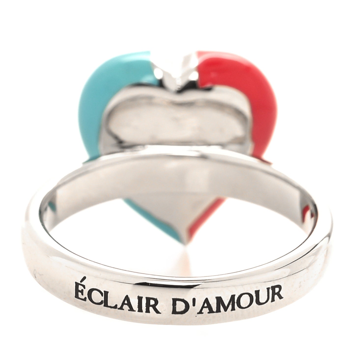 Metal Enamel Heart Ring M 56 7.5 Red Blue