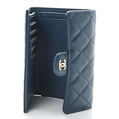 Chanel Metallic Caviar Quilted Medium Flap Wallet Dark Blue 5 of 8
