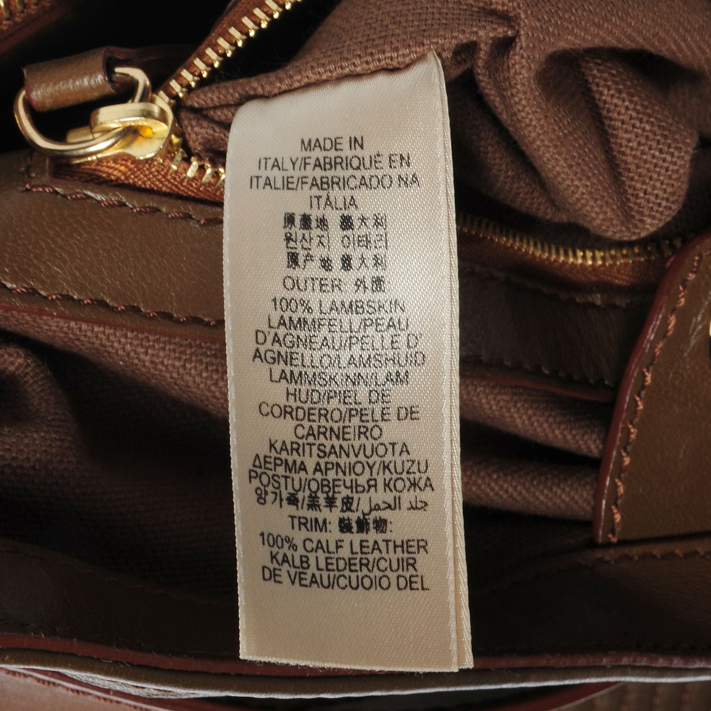 Stitched Leather Bridle Calfskin Tote Dark Tan
