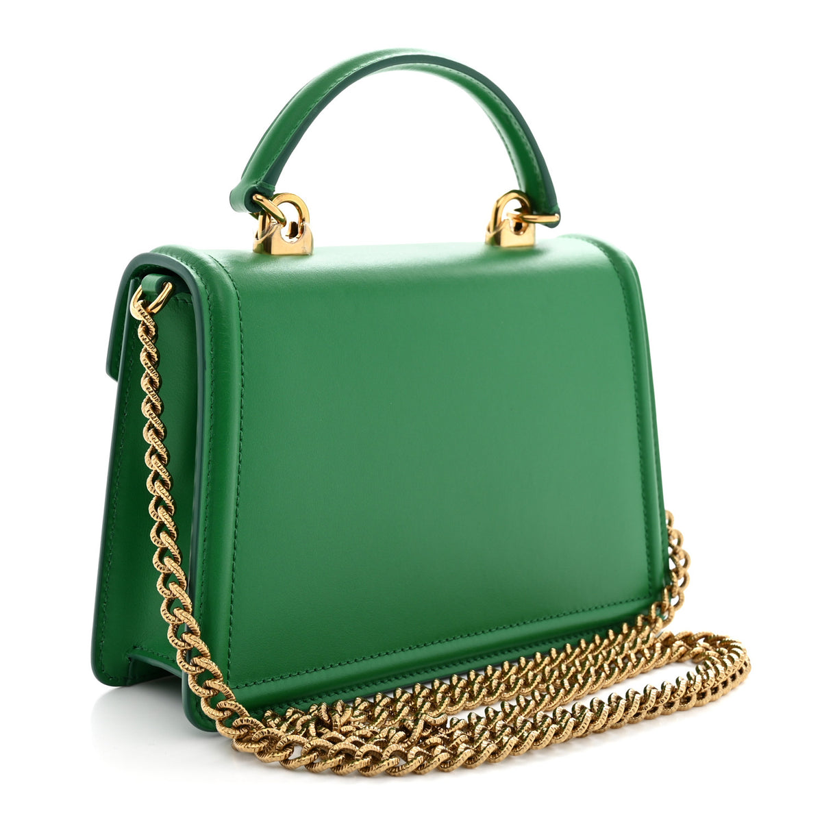 Smooth Calfskin Small Devotion Envelope Top Handle Bag Green