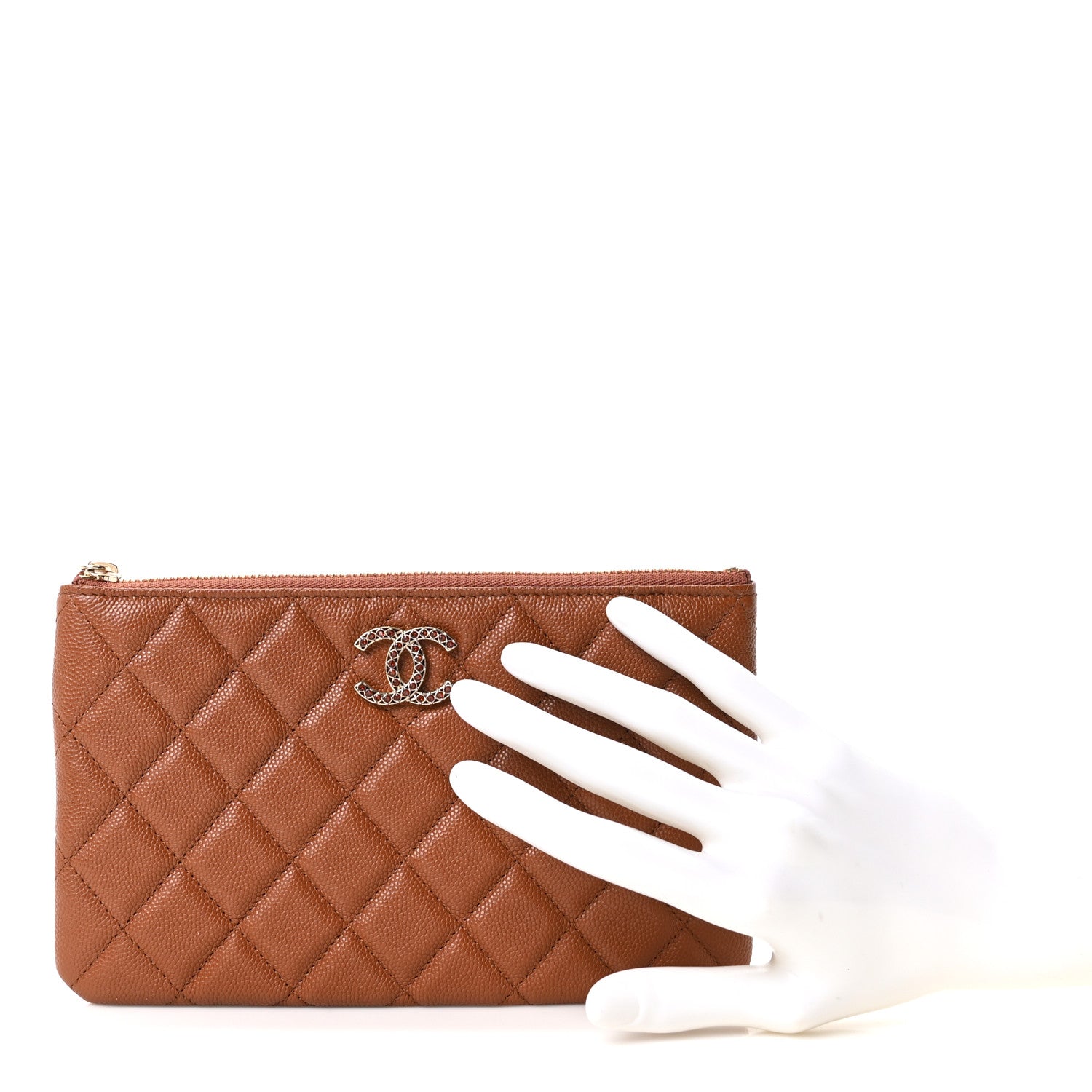 Chanel Caviar Crystal Quilted Coco Candy Cosmetic Case Brown 2 of 11