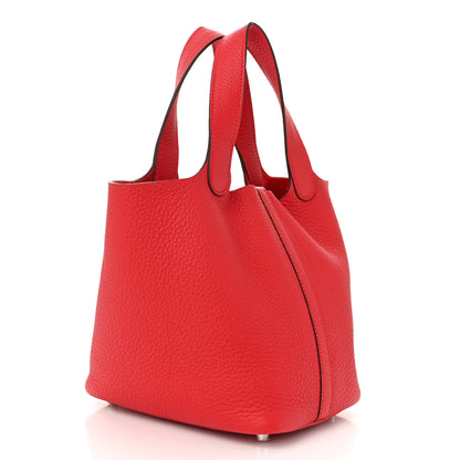 Hermes Taurillon Clemence Picotin Lock 18 Rouge Casaque 3 of 11