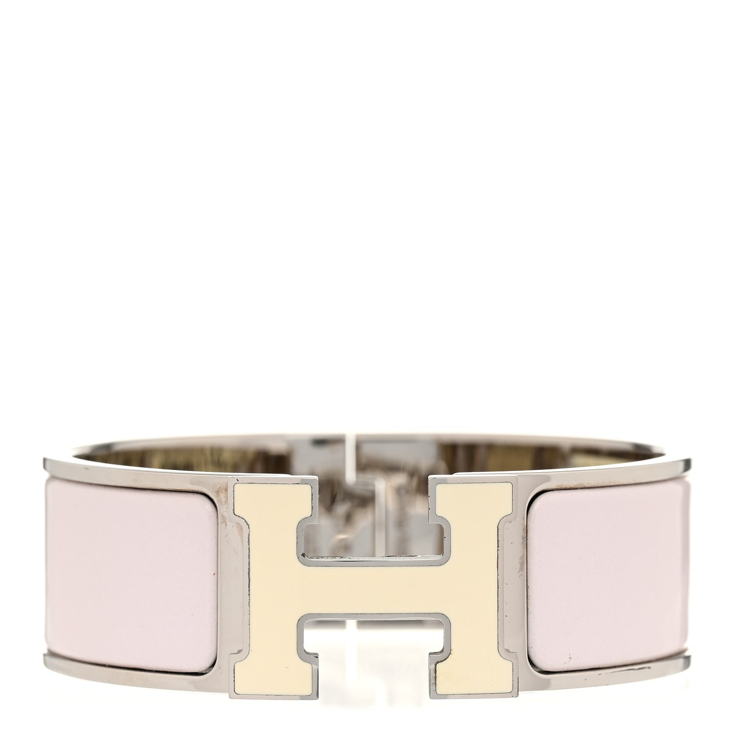 Enamel Wide Clic Clac H Bracelet PM Rose Nymph White