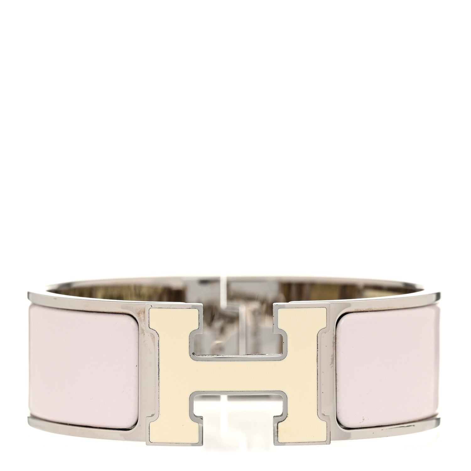 Hermes Enamel Wide Clic Clac H Bracelet PM Rose Nymph White 1 of 5