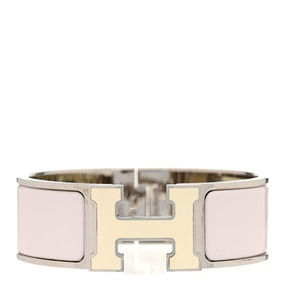 Hermes Enamel Wide Clic Clac H Bracelet PM Rose Nymph White 1 of 5