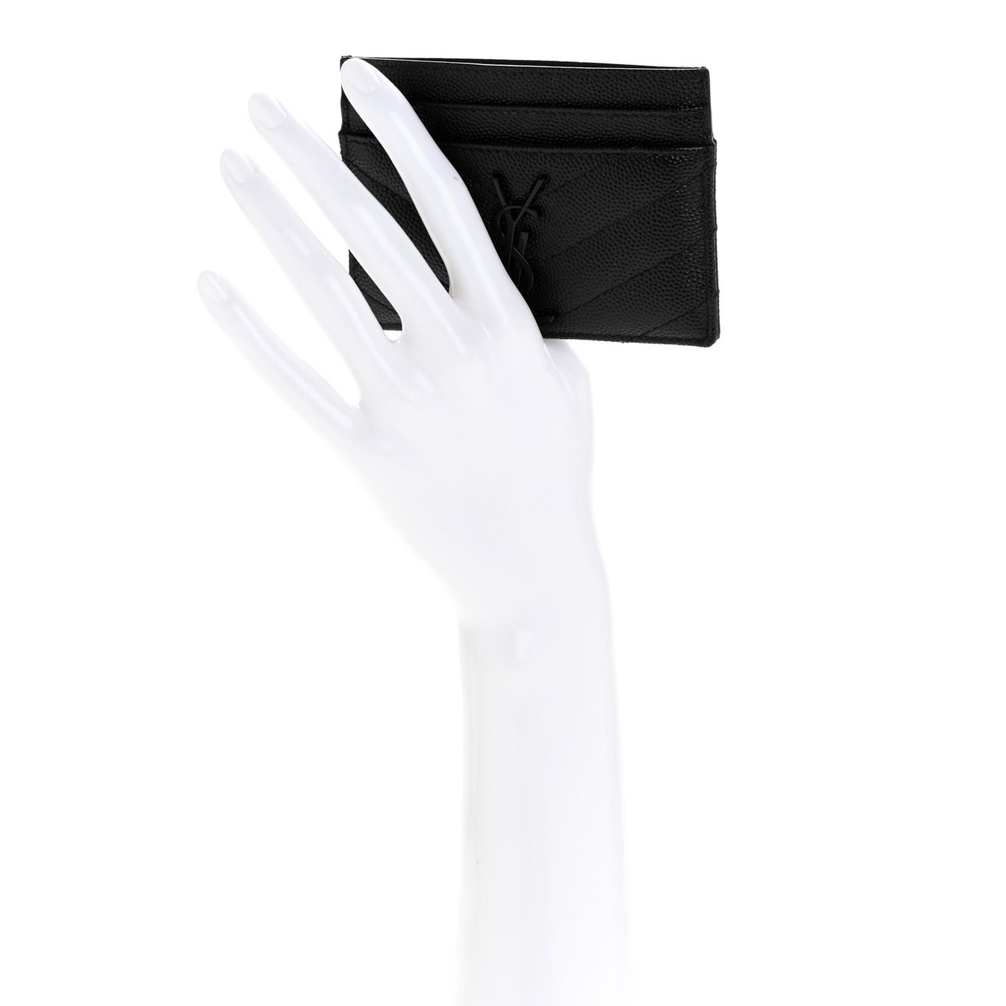 Grain De Poudre Matelasse Chevron Monochrome Monogram Credit Card Case Black