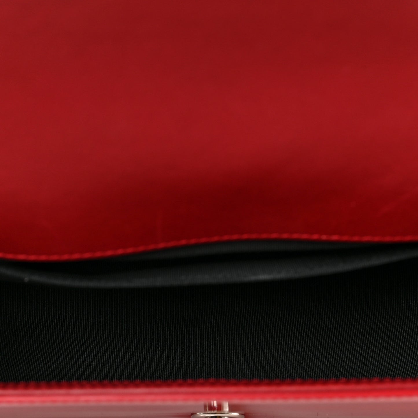 Patent Calfskin Quilted Medium Plexiglass Boy Flap Red