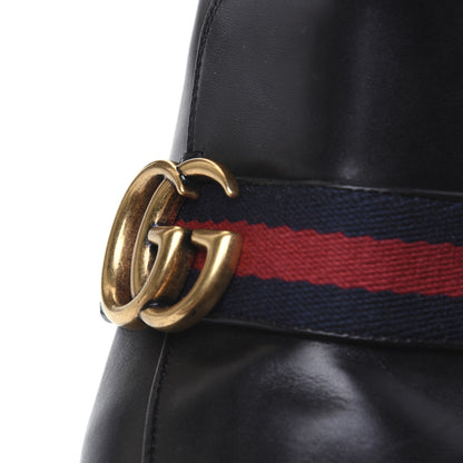 Gucci Betis Glamour Calfskin Web Pearl Embellished Peyton 75mm Ankle Boots 37 Black 19 of 19