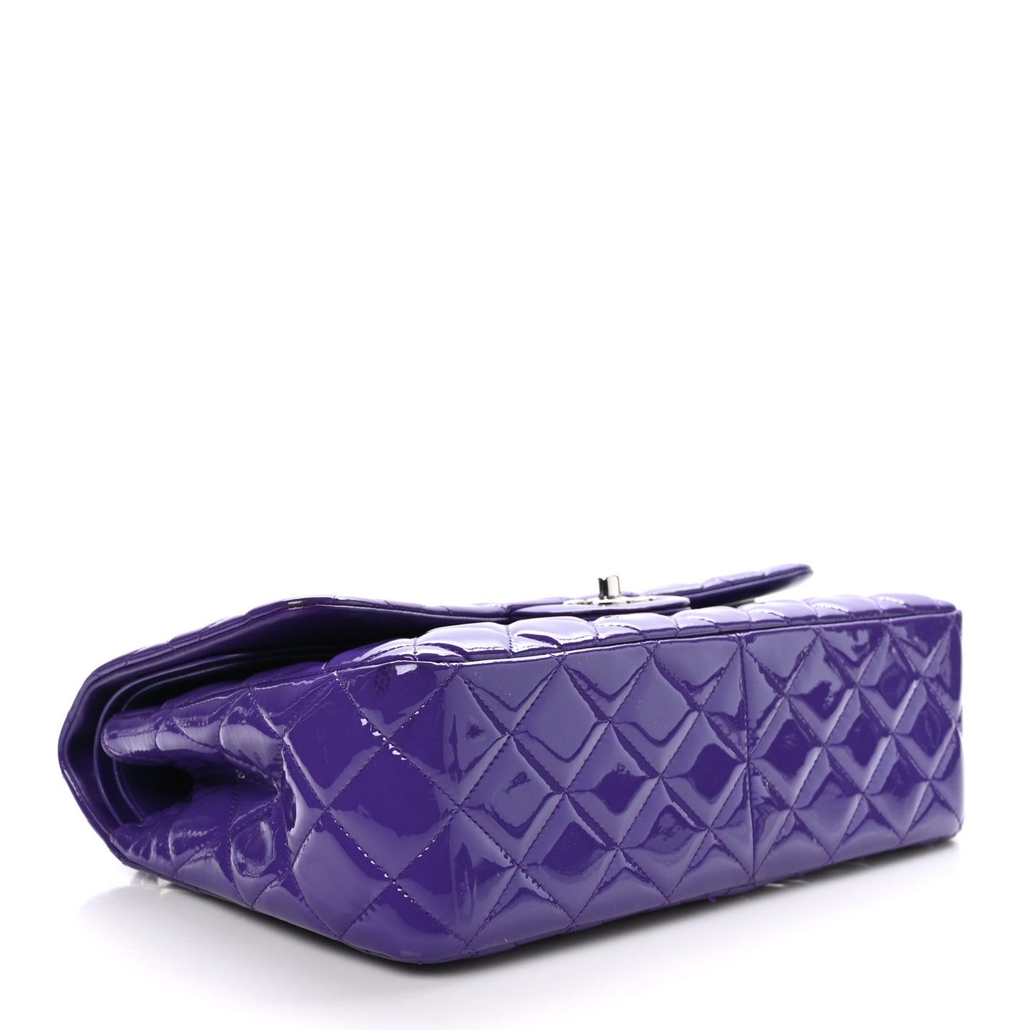 Patent Calfskin Quilted Jumbo Double Flap Purple