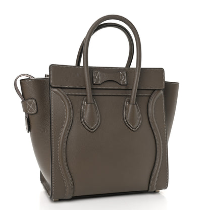Celine Drummed Calfskin Micro Luggage Souris 3 of 9