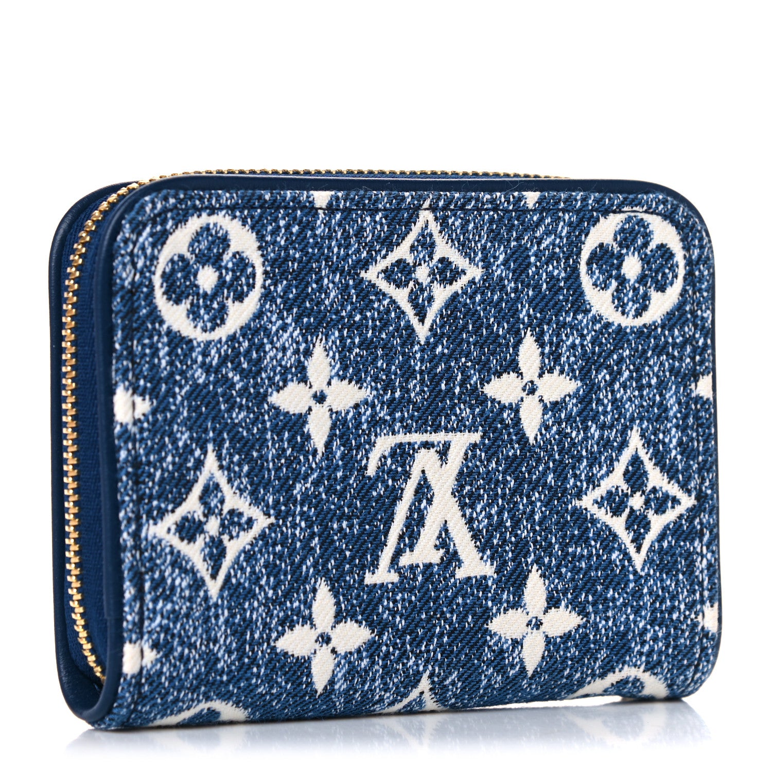 Louis Vuitton Denim Monogram Jacquard Zippy Coin Purse Bleu 3 of 9