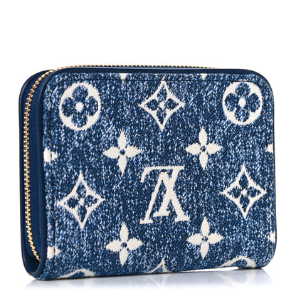 Louis Vuitton Denim Monogram Jacquard Zippy Coin Purse Bleu 3 of 9