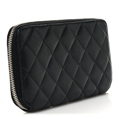 Chanel Lambskin Quilted Large Gusset Zip Around Wallet Black 3 of 10
