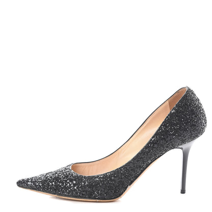 Jimmy Choo Glitter Pointy Toe Romy 85 Pumps 36.5 Black 1 of 7