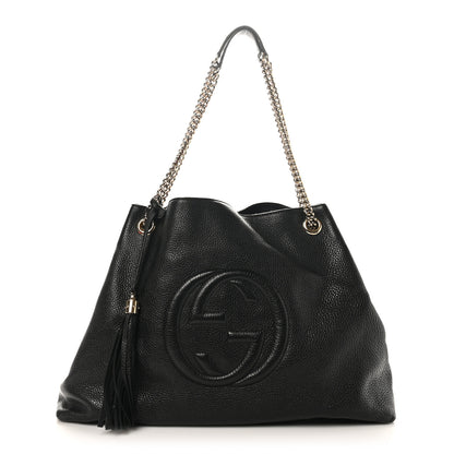 Gucci Pebbled Calfskin Medium Soho Chain Shoulder Bag Black 1 of 13