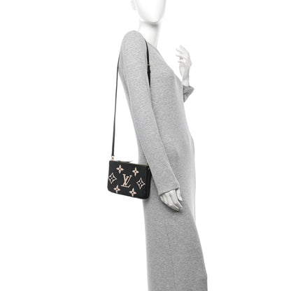 Louis Vuitton Empreinte Monogram Giant Double Zip Pochette Black Cream 2 of 11