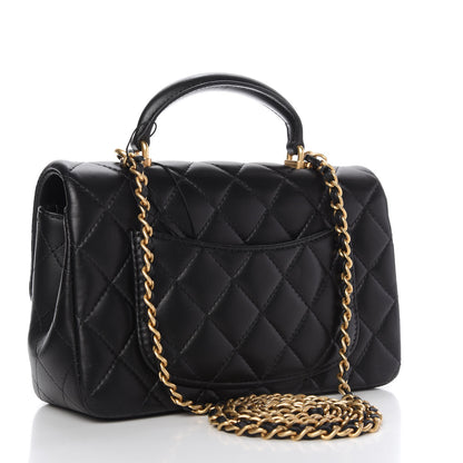 Chanel Lambskin Quilted Mini Top Handle Rectangular Flap Black 3 of 10