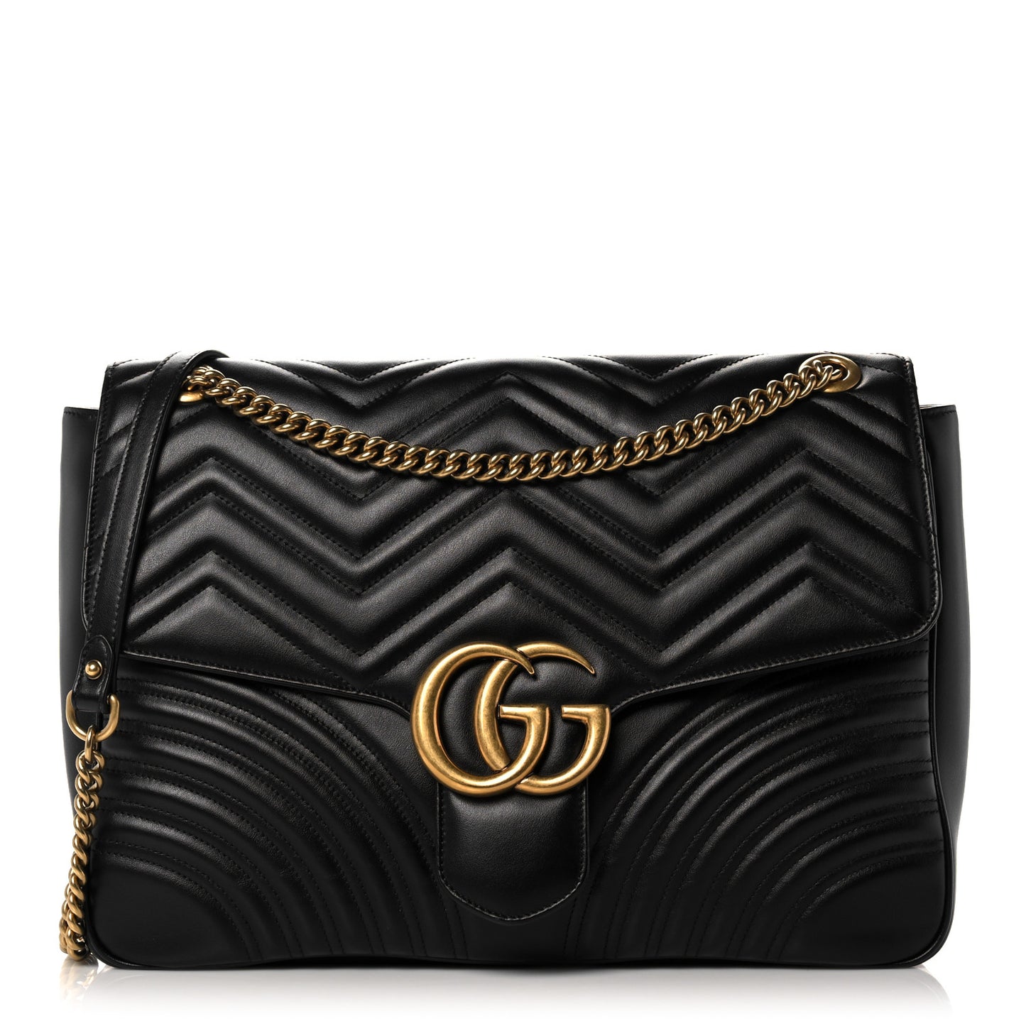 Calfskin Matelasse Large GG Marmont Shoulder Bag Black