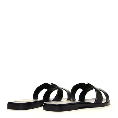 Hermes Box Calfskin Oran Sandals 39 Black 3 of 6
