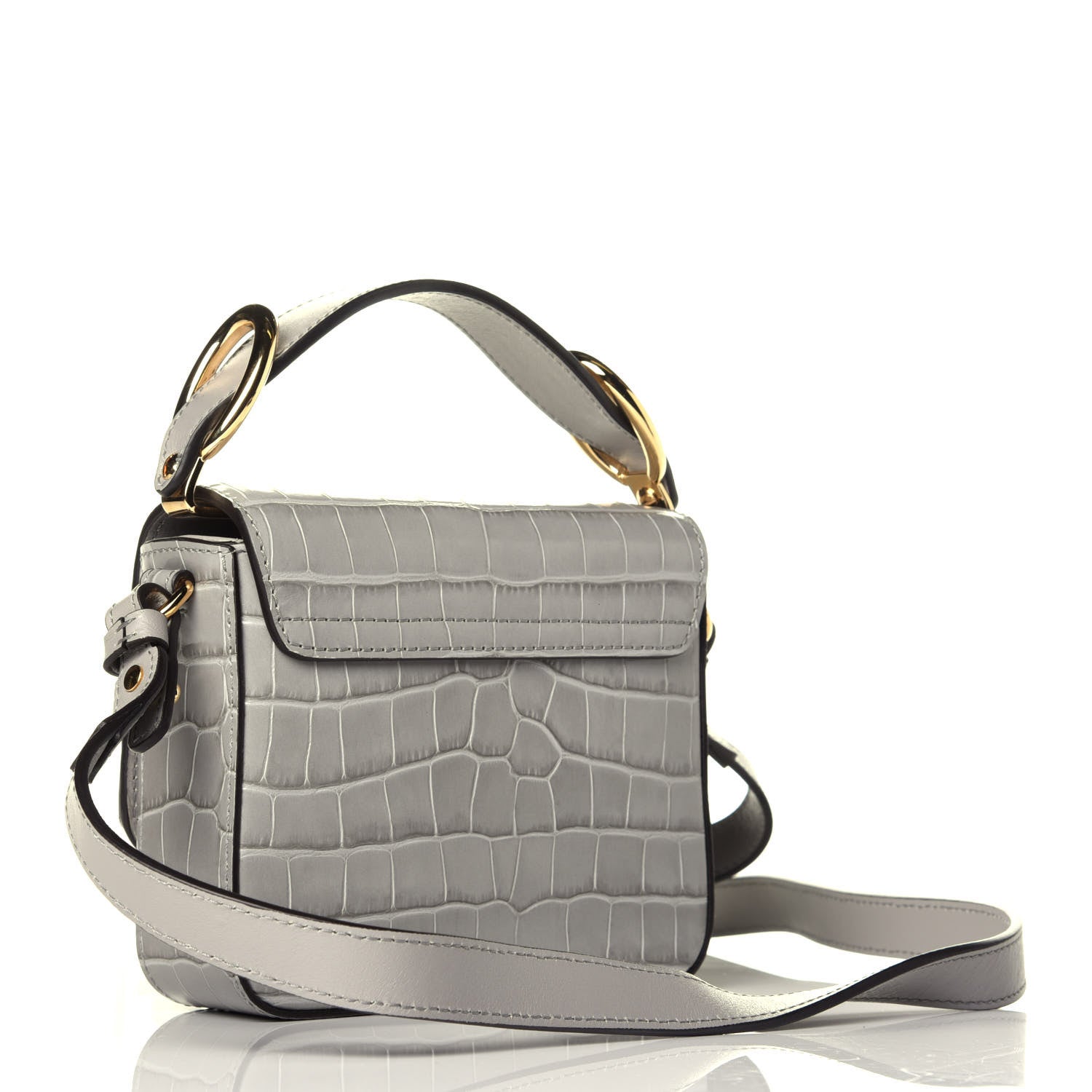 Chloe Calfskin Crocodile Embossed Mini C Bag Stormy Grey 3 of 9