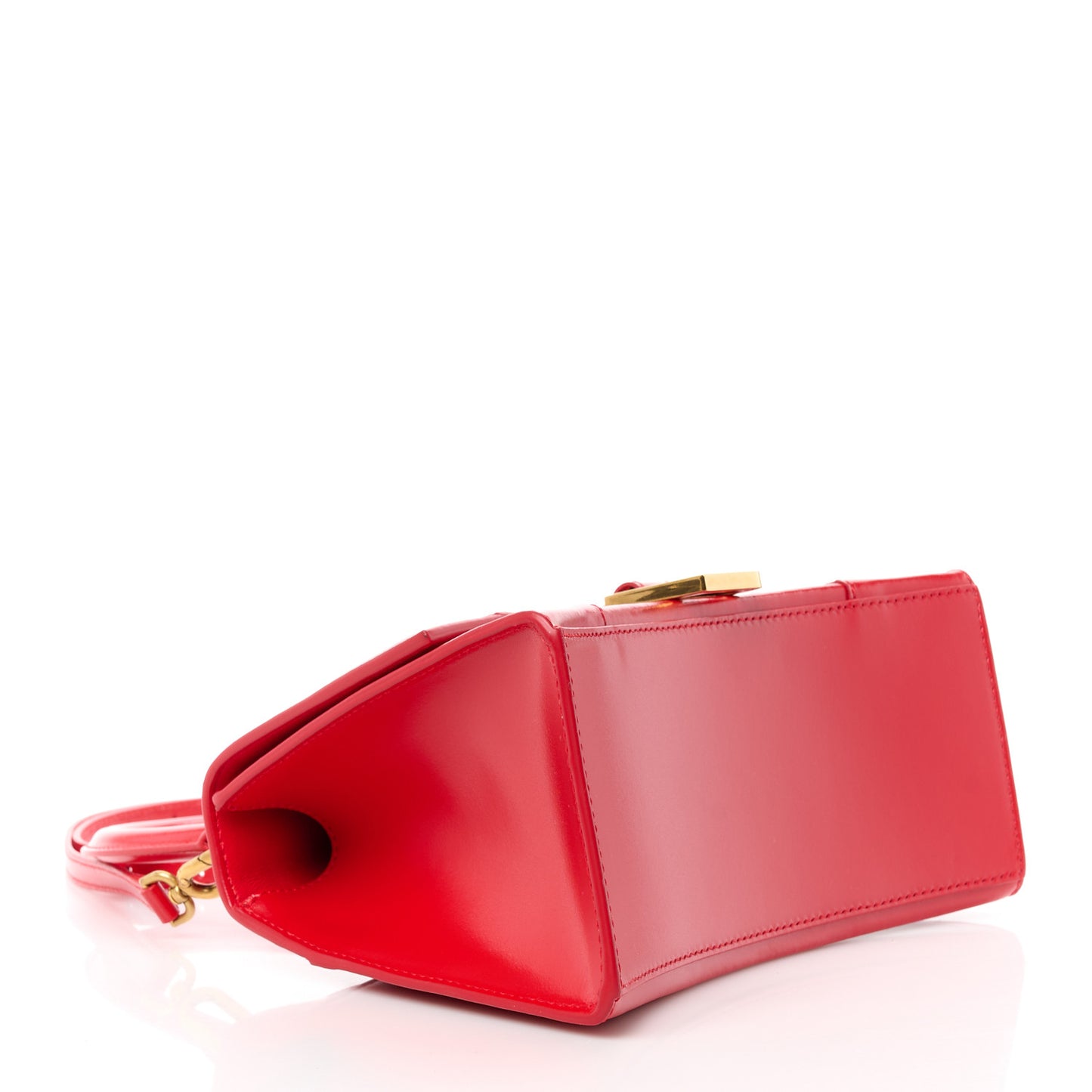 Shiny Box Calfskin Small Hourglass Top Handle Bag Bright Red