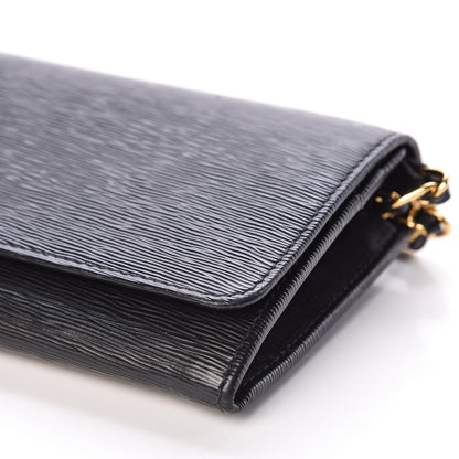 Prada Vitello Move Metal Oro Chain Wallet Black 8 of 9