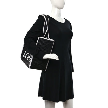 Loewe Raffia Large Paula's Ibiza Logo Tote Black White 3 of 8