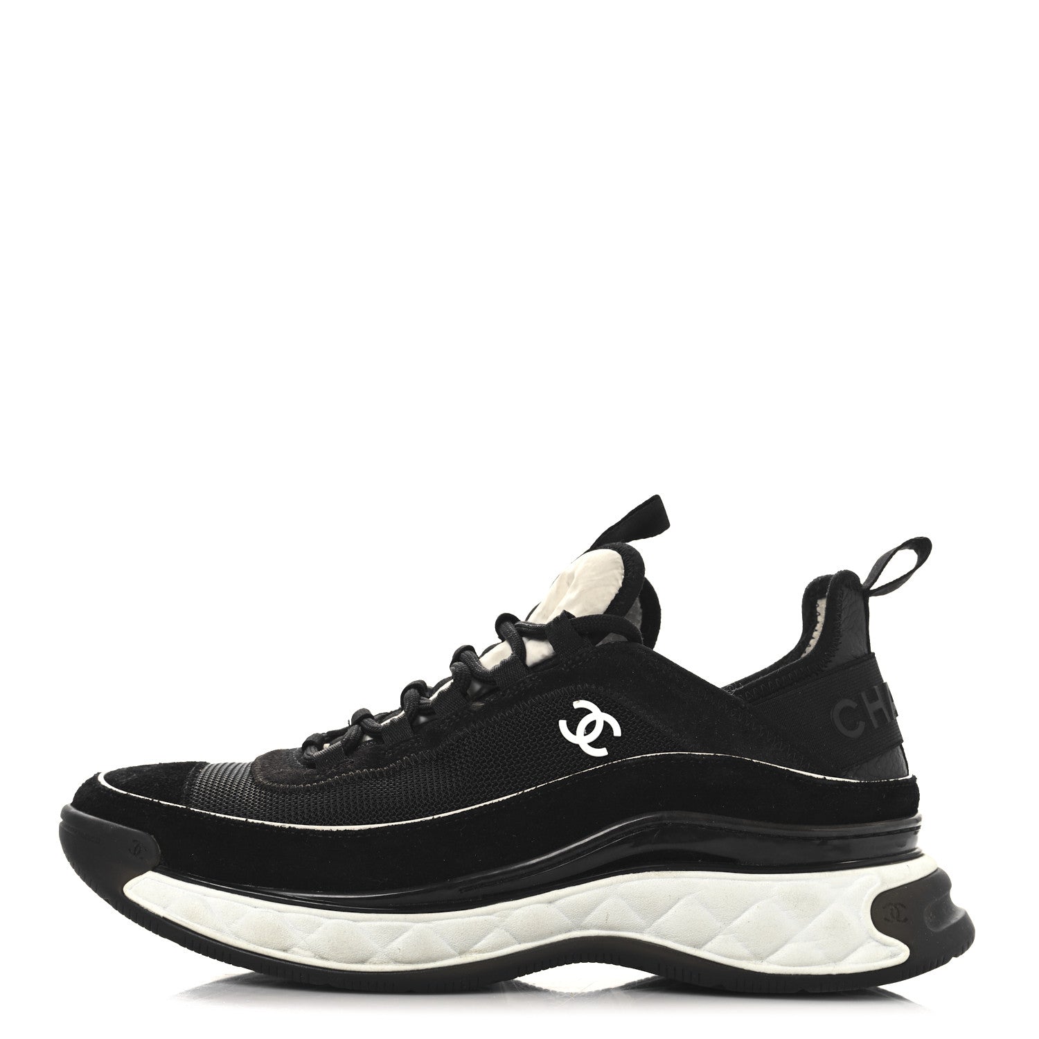 Chanel Velvet Calfskin Mixed Fibers CC Sneakers 40 Black 1 of 11