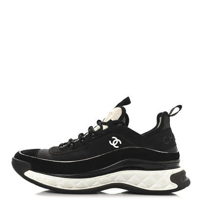 Chanel Velvet Calfskin Mixed Fibers CC Sneakers 40 Black 1 of 11