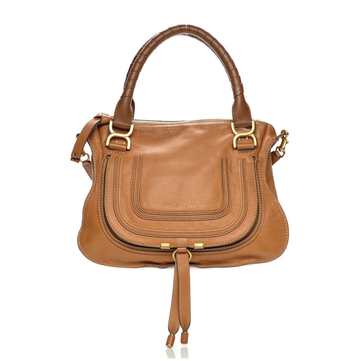 Calfskin Medium Marcie Satchel Brown Sugar