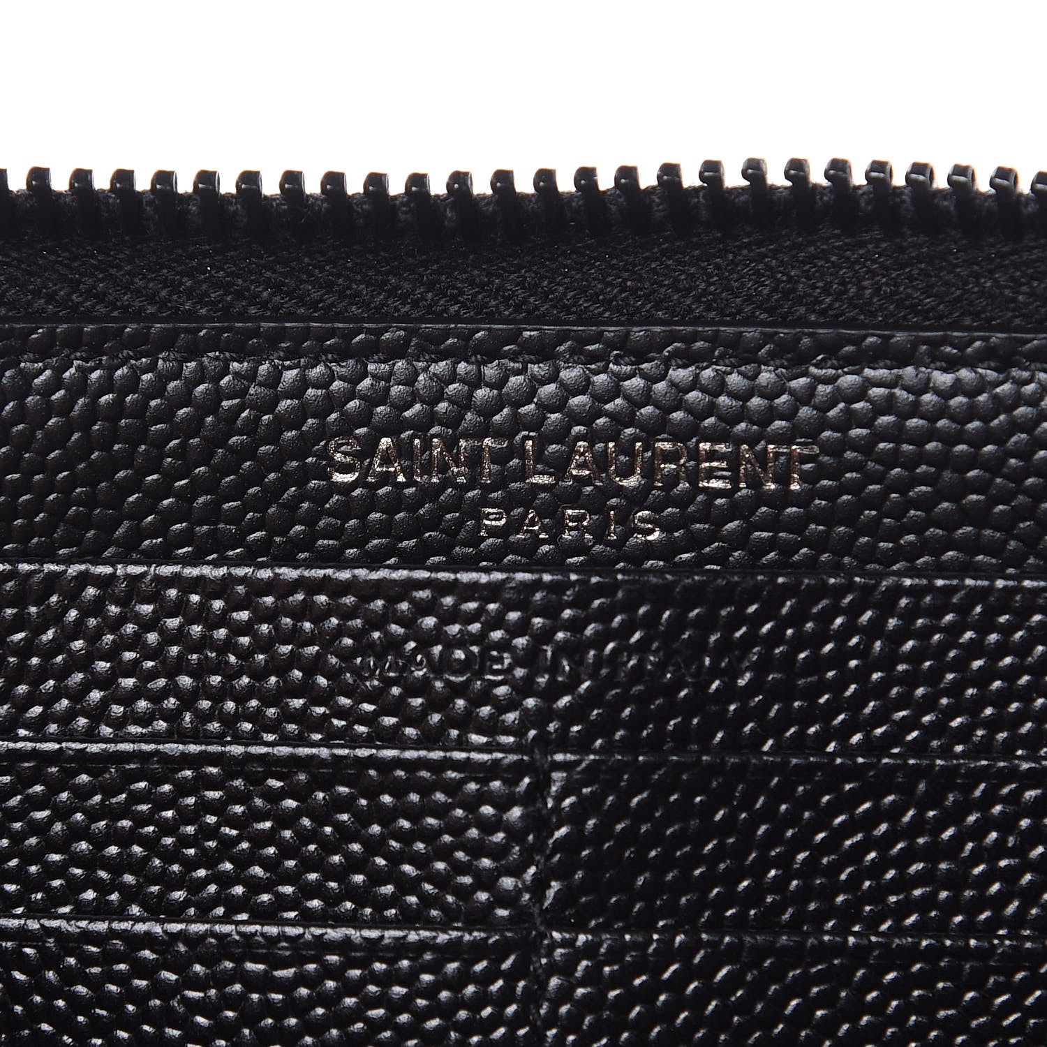 Saint Laurent Grain De Poudre Matelasse Chevron Monogram Zip Around Wallet Black 6 of 8
