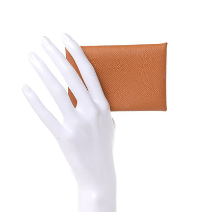 Hermes Epsom Calvi Card Case Gold 2 of 10