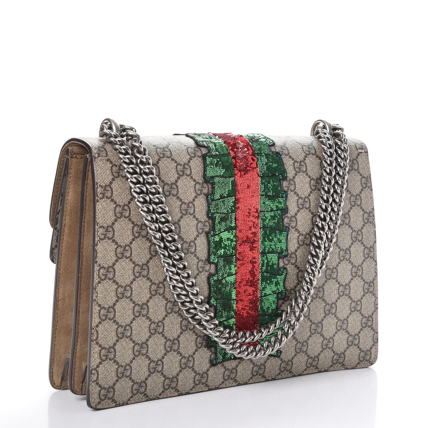 GG Supreme Monogram Embroidered Medium Dionysus Shoulder Bag Taupe