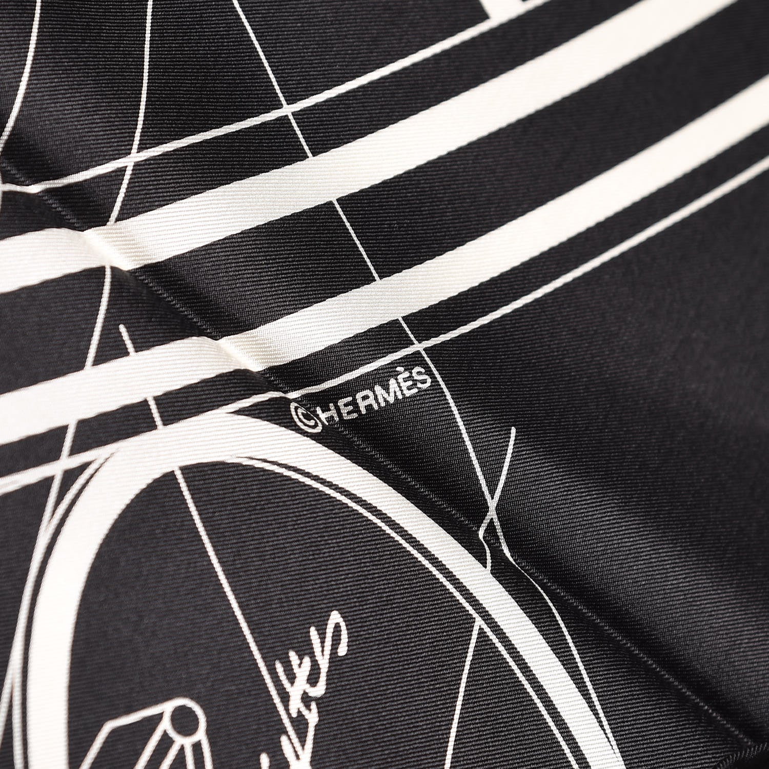 Hermes Silk Carre Geant Summer Petit Duc Scarf 140 Black White 5 of 5