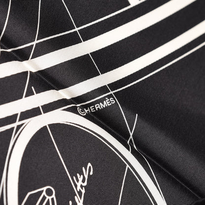 Hermes Silk Carre Geant Summer Petit Duc Scarf 140 Black White 5 of 5
