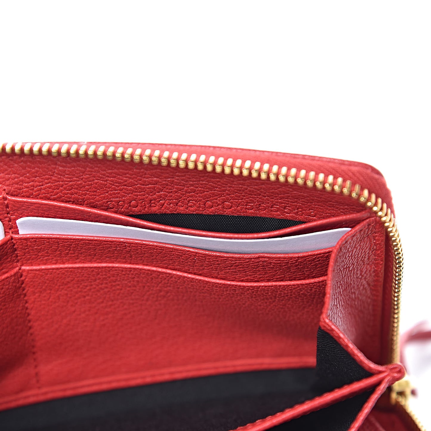 Chevre Gold Metallic Edge Hardware Zip Around Wallet Rouge Grenade