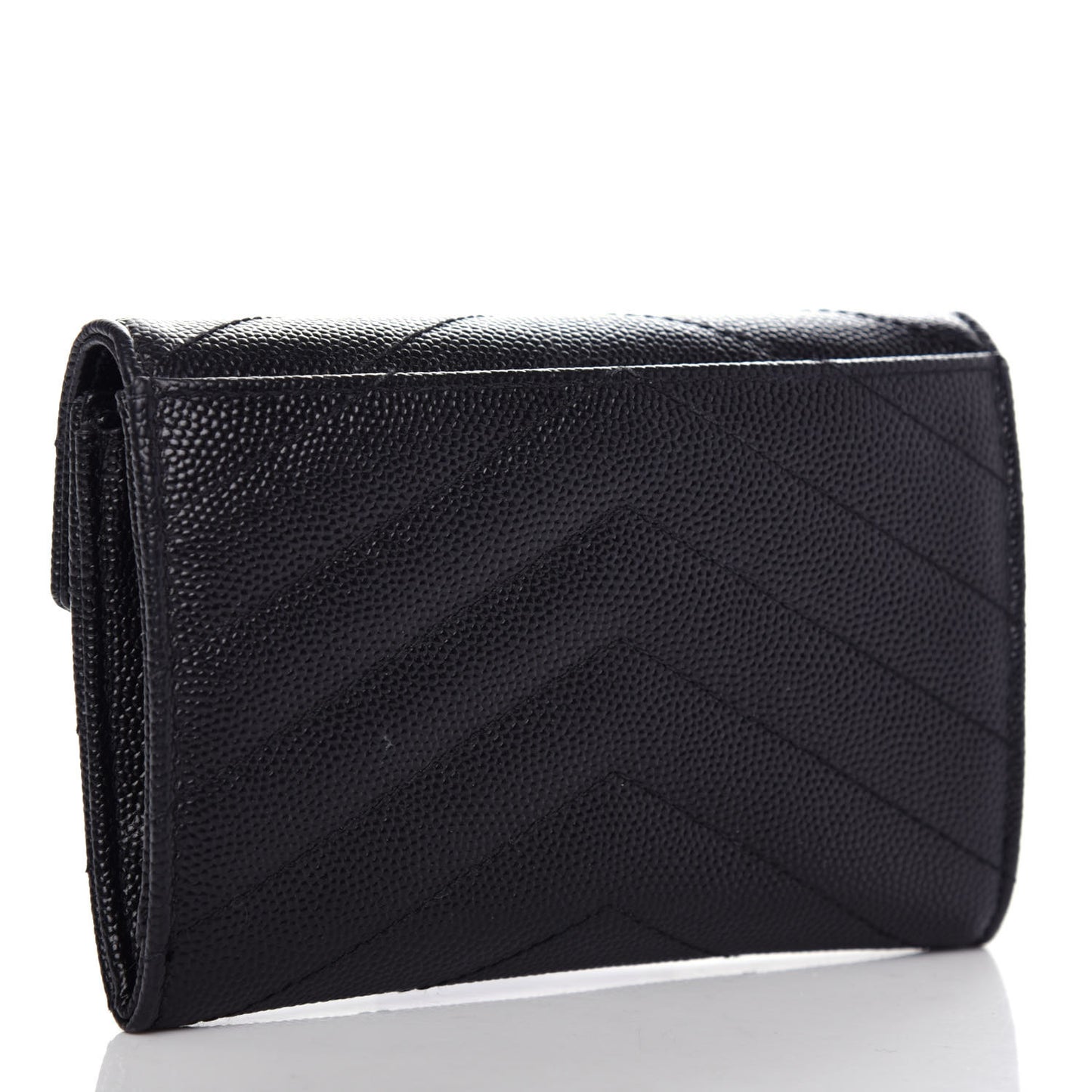 Grain De Poudre Matelasse Chevron Small Monogram Envelope Wallet Black