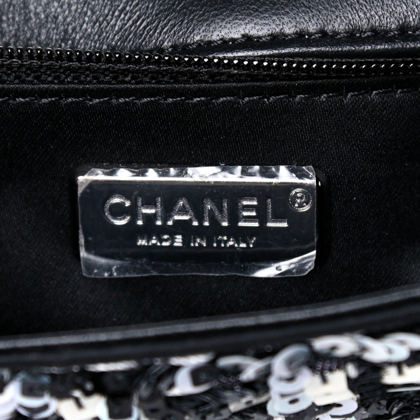 Sequin Mini Rectangular Flap Black White