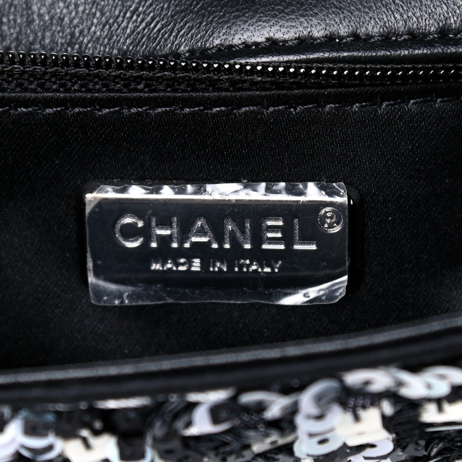 Chanel Sequin Mini Rectangular Flap Black White 6 of 9