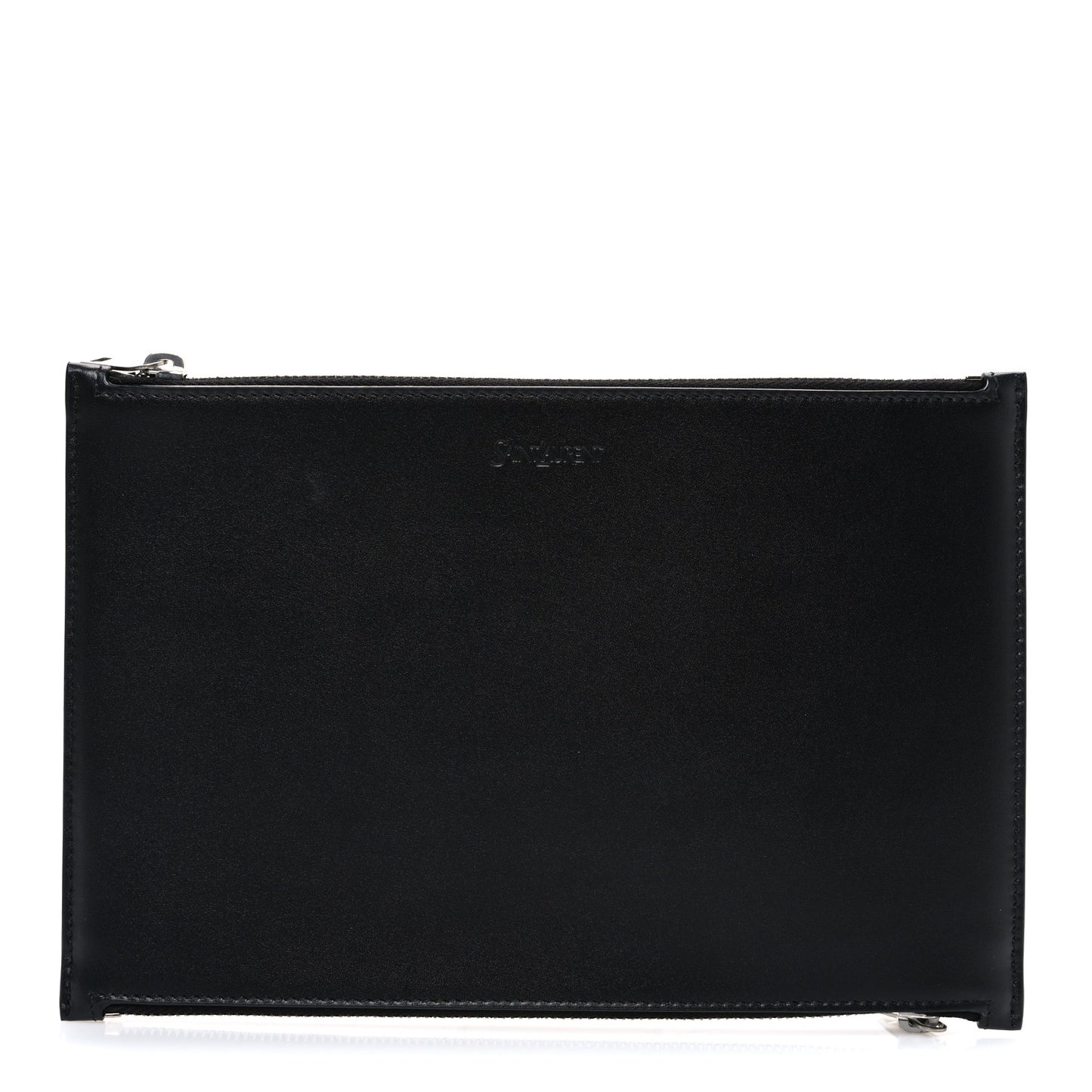Calfskin Zipped Travel Document Holder Black
