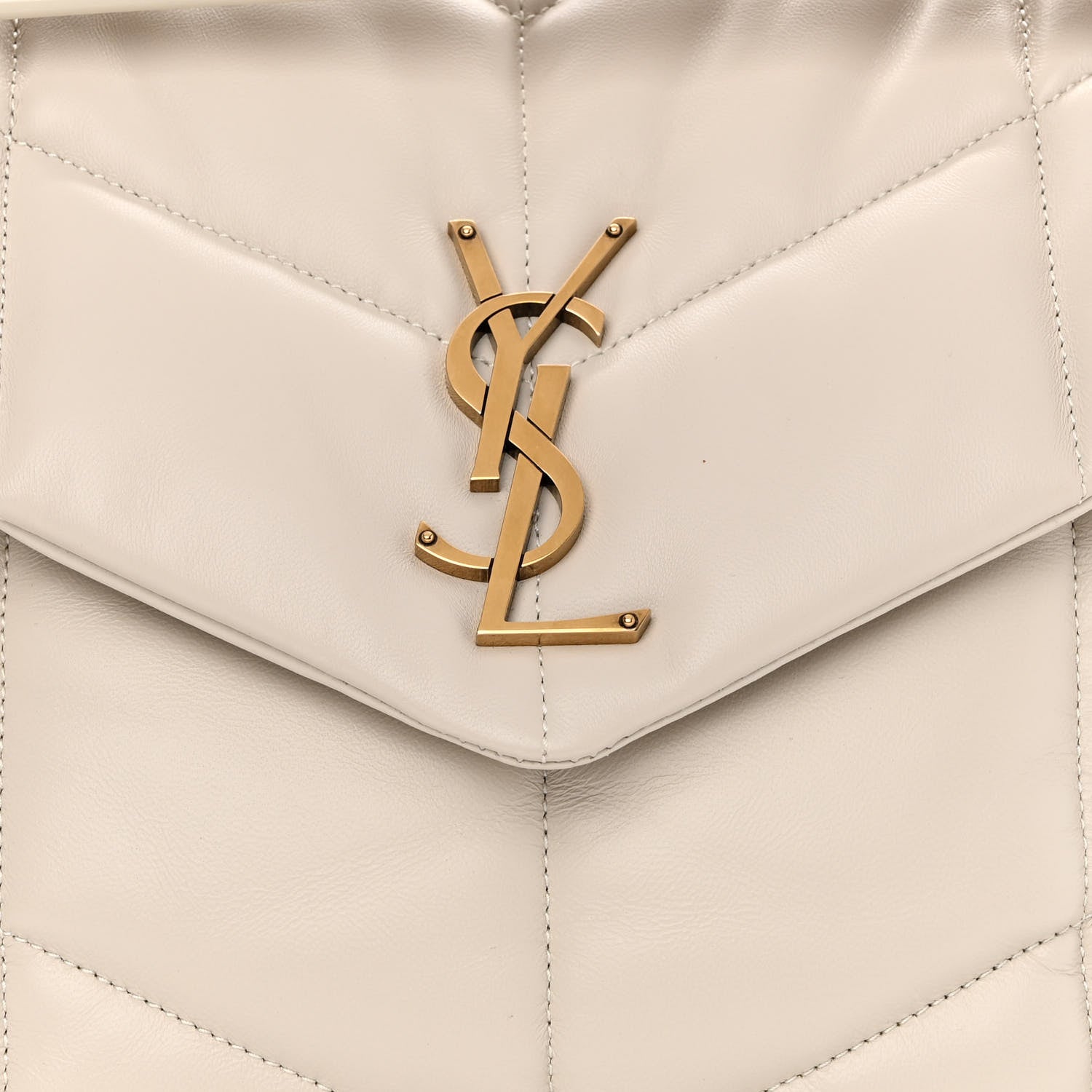 Saint Laurent Lambskin Quilted Medium Loulou Puffer Monogram Chain Satchel Crema Soft 9 of 11