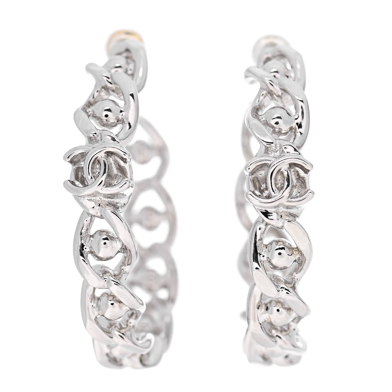 Chanel Metal CC Hoop Earrings Silver 1 of 4