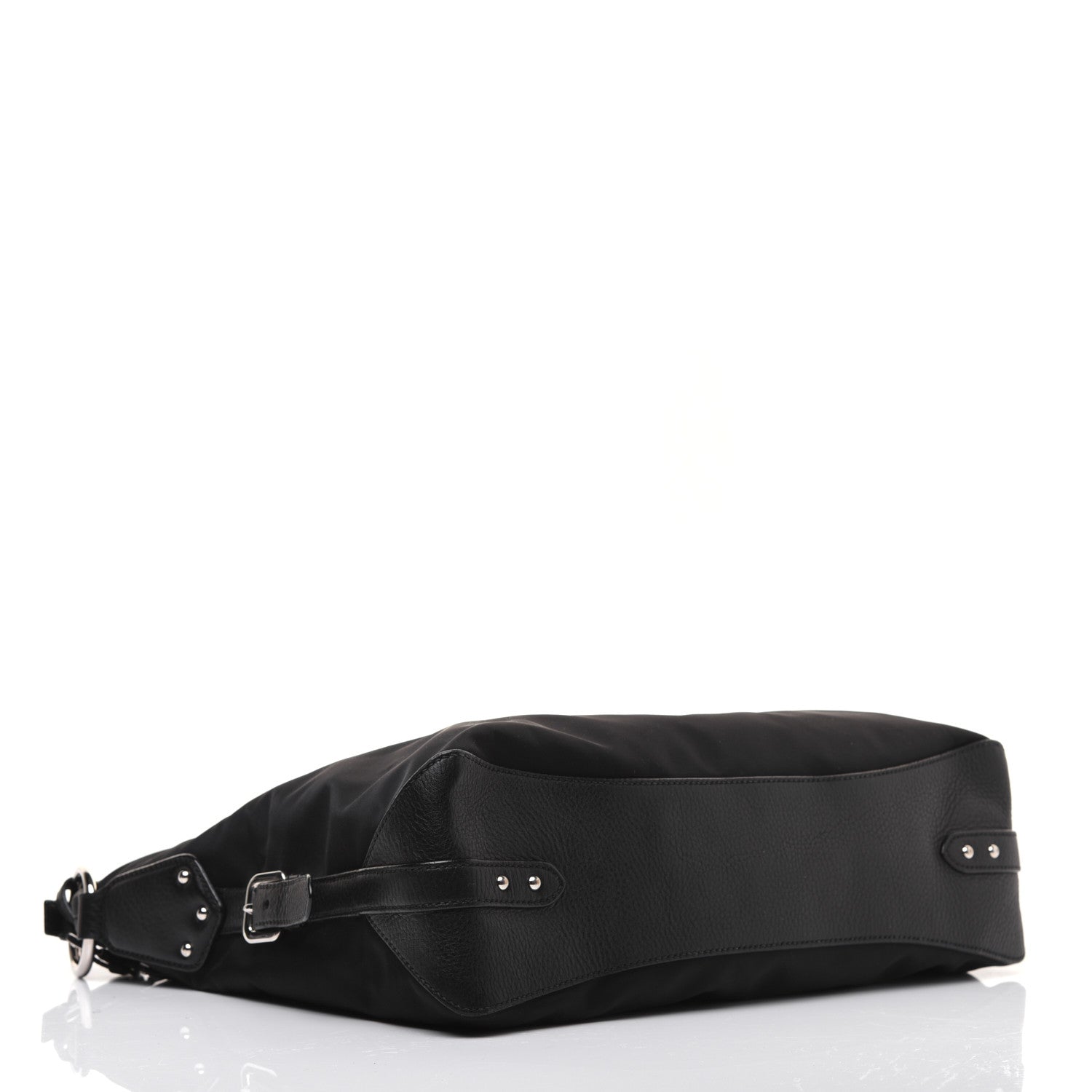 Prada Tessuto Nylon Calfskin Hobo Black 4 of 25