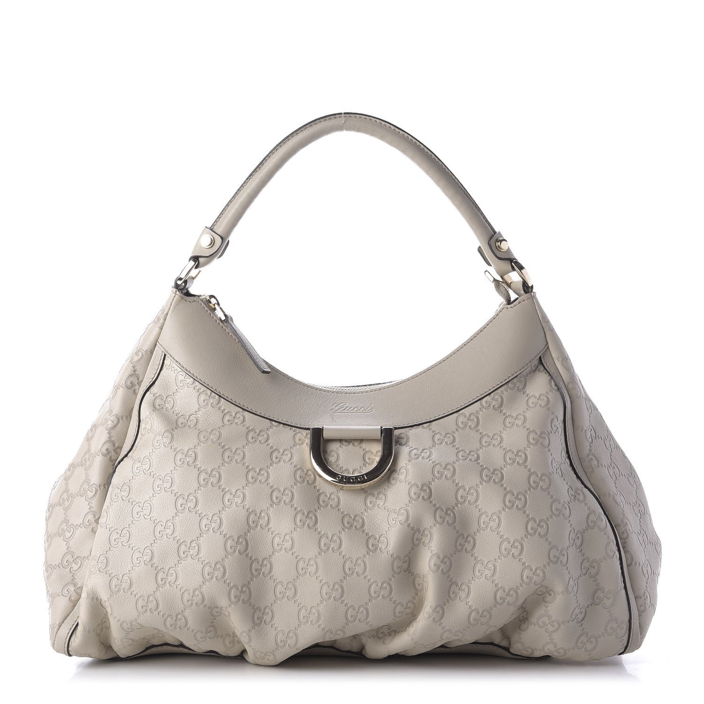 Guccissima Large D Gold Ring Hobo Off White