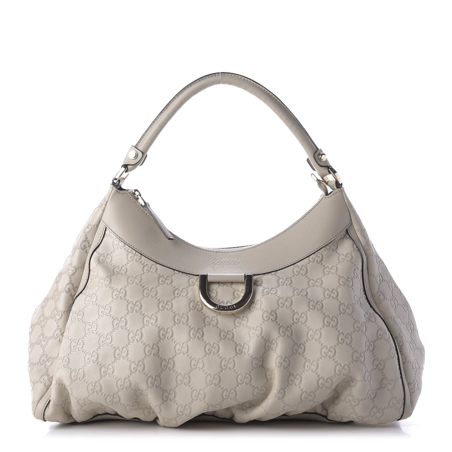 Gucci Guccissima Large D Gold Ring Hobo Off White 1 of 9