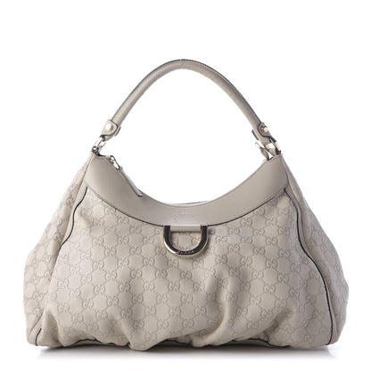 Gucci Guccissima Large D Gold Ring Hobo Off White 1 of 9