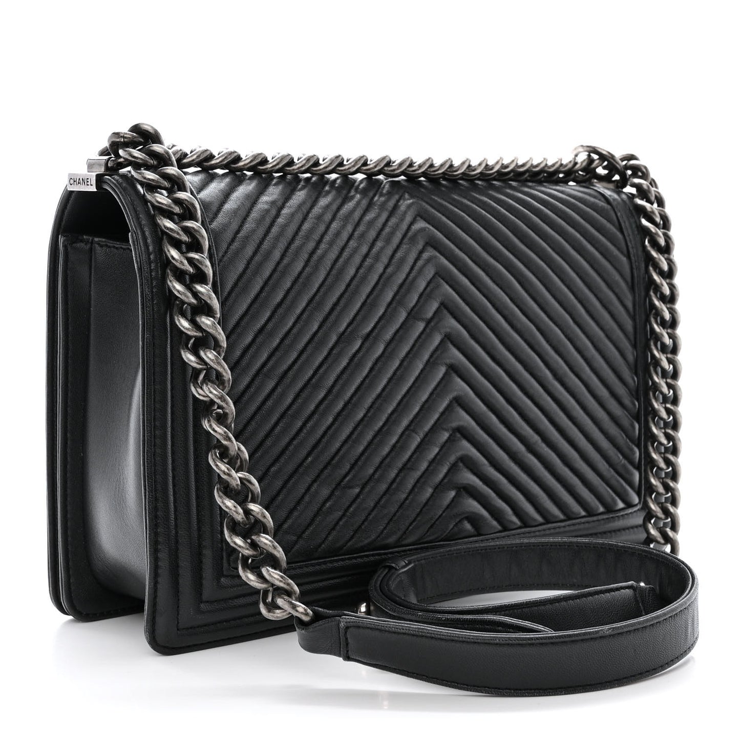 Calfskin Chevron Quilted New Medium Boy Flap