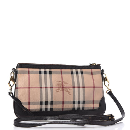 Burberry Haymarket Check Small Peyton Crossbody Clutch Bag Black 3 of 11